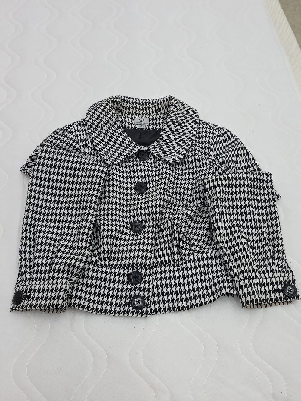 Worthington Women's Cropped Black & White Houndstooth Jacket